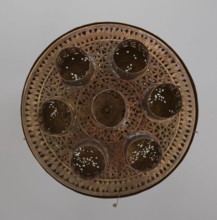 Lamp, 19th–20th century, Damascus, Syria. Metal Islamic lamp with Arabic inscriptions and geometric