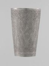 Mug, 19th century, North India, Mughal/Indian style. Silver mug densely decorated with horror vacui
