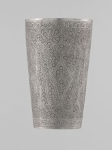 Mug, Islamic Mughal, Indian; 19th century, North India . Silver mug densely decorated with plant