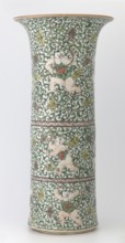 Cylindrical vase of the horn type, Chinese, Qing dynasty Kangxi period, 1662–1722, colored