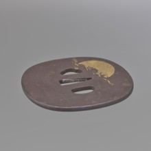 Crossguard tsuba, Senryûsai, Yasumitsu; Ichiryû school; Hanabusa Itchô 1652–1724 — painting design.