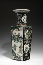 Vase from the famille noire, ; Chinese, Qing dynasty Kangxi, 1662–1722; colored porcelain with
