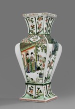 Hu-type vase, ceramics, green family, Kangxi style, hu vessel, vases, Chinese culture, Chinese art,