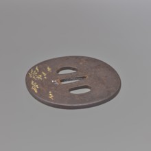 Crossguard tsuba, Ichiryûsai Masamitsu; Shôami school. Oval tsuba tatemaru gata decorated in high