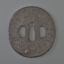 Crossguard tsuba, Kaneie; craftman/school. Oval tsuba tatemaru gata with rounded edge maru mimi.