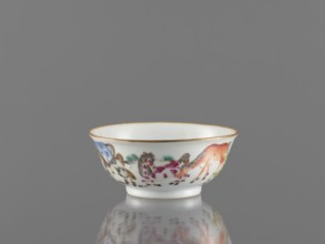 Bowl, ceramics, colored porcelain, Qing style, Chinese art, landscape motifs, Chinese culture,