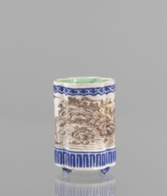 Bowl for tablecloths, ceramics, colored porcelain, fishermen, Chinese art, Qing style, landscape