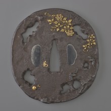 Crossguard tsuba, Edo period 18th century, 1603–1868, Japan. Oval tatemaru gata tsuba with an