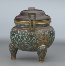 Ding-type incense burner with cover, Chinese, Qing dynasty, Qianlong period 1736–1795. Bronze