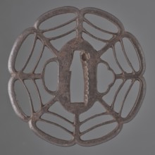 Crossguard tsuba, Tomotsugu; Japanese, Edo period 1603–1868, 19th century, Japan. Openwork tsuba