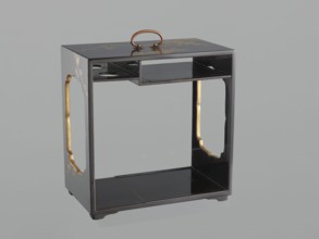 Portable picnic set sagejûbako, Rectangular cabinet without side walls on a stand with two stacked