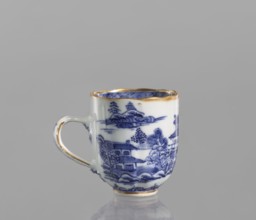 Cup, ceramics, blue-and-white porcelain, Qing style, landscape motifs, Chinese art, Qing dynasty