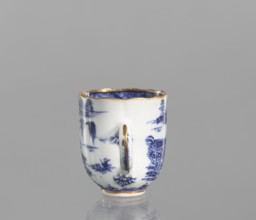 Cup;, Porcelain, blue-and-white; Chinese, Qing dynasty, 19th century. Landscape motifs. Part of a