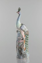Peacock figurine, Chinese, Qing dynasty 1644–1911, 19th century. Ceramic colored porcelain