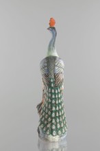 Peacock figurine, Chinese, Qing dynasty 1644–1911, 19th century. Colored porcelain sculpture