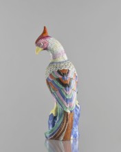 Rooster figurine, Chinese, Qing dynasty 1644–1911, 19th century; colored porcelain ceramics;