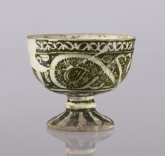 Cup, Abdullazad Mirza Baba fl. ante 1939, Islamic, Persian, Qajar dynasty 1785–1925, glazed ceramic