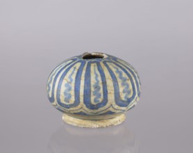 Bottle belly, glazed ceramic bottle, utility vessel decorated with cicadas, Persian Islamic art,