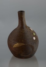 Sake bottle tokkuri, Japanese, Bizen; 19th century Edo/Meiji. A bottle with a spherical belly and a