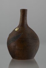 Sake bottle tokkuri, Japanese, Bizen workshop, Edo–Meiji period 19th century. Stoneware bottle with