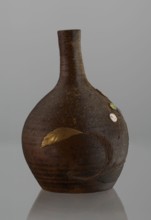 Sake bottle tokkuri, Japanese, Bizen; 19th century Edo–Meiji. Stoneware vessel with spherical belly