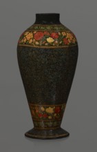 Vase, Qajar dynasty 1785–1925, Persian, 19th century, lacquer vase. Decoration: densely placed