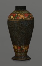Vase, Qajar dynasty 1785–1925, Persian, Islamic art; lacquer vase, 19th century, Iran; vessel,