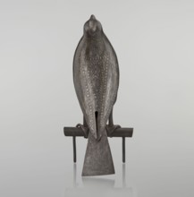 Falcon on a branch, 18th century, Iran; Persian Islamic sculpture/figurine of a falcon with