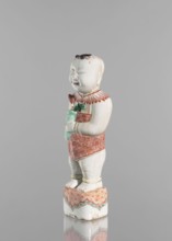 One of the Hehe Er Xian brothers holding a vase with lotus buds; maker, Chinese; Qing dynasty,