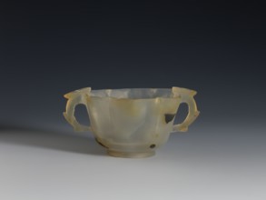 Bowl, 19th century, China; Chinese, Qing 1644–1911. Spotted agate bowl with hexagonal upper part on