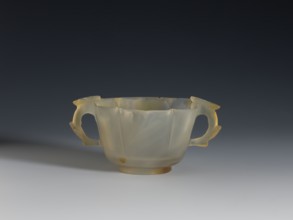 Bowl, 19th century, China, Qing 1644–1911. Spotted agate bowl with yellow-rusty stains and black