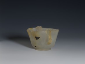 Bowl, 19th century, China, Qing 1644–1911. Spotted agate vessel, hexagonal in the upper part, on a
