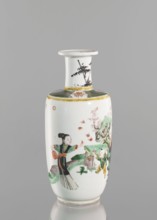Vase, Chinese, Qing dynasty 1644–1911, 19th century. Colored porcelain vessel with figurative