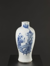 Vase, figurative scenes, ceramics, gardens, Chinese art, Chinese culture, blue and white porcelain,