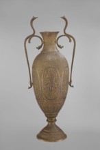 Vase, repossession; Vishnu; Indian art; Indian culture; cobras snakes; plant ornament; geometric