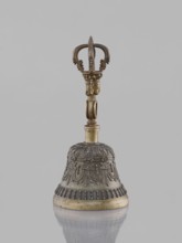 Bell ghanta, 19th century, Tibet. Ritual object used in Tibetan Buddhist rites; percussion