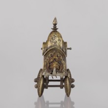 Miniature of a chariot; maker, Indian; 19th century; model; temple chariot; subject: peacocks and