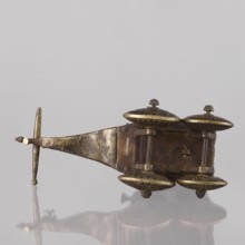 Miniature of a chariot; maker, 19th century India; model of a temple chariot depicting peacocks and