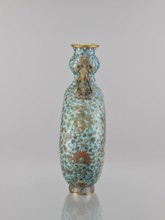 Vase - moon bottle pilgrim with a sleeve, peacocks, moon bottles, herons iconography, Chinese art,