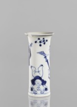 Flute-type vase, figurative scenes, ceramics, blue-and-white porcelain, Chinese, musicians, stars;