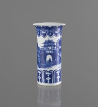 Flute-type vase, Chinese blue-and-white porcelain, landscape motifs; Kangxi period 1662–1722,