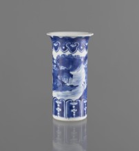Flute-type vase, ceramics, Chinese blue-and-white porcelain with landscape motifs, Chinese, Kangxi