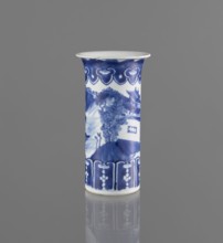 Flute-type vase, blue and white porcelain, landscape motifs, Chinese, Kangxi 1662–1722, 17th/18th