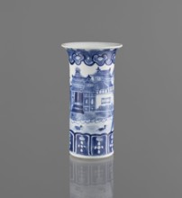 Flute-type vase, ceramics, blue-and-white porcelain, Chinese art, landscape motifs, Chinese,