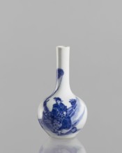 Vase-bottle, blue and white porcelain, figural scenes and landscape motifs, Chinese, Kangxi period
