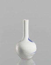 Vase—bottle, ; blue-and-white porcelain with figural scenes and landscape motifs; Chinese; Kangxi