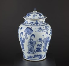 Pot with a cover, Chinese, Qing dynasty 1644–1911, 18th century. Blue-and-white porcelain storage