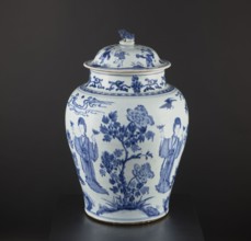 Pot with a cover, Chinese, Qing dynasty 1644–1911, 18th century. Blue-and-white porcelain storage