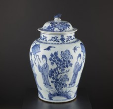 Pot with a cover, Chinese, Qing dynasty 1644–1911, 18th century. Blue-and-white porcelain storage