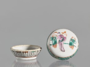 Box with a lid, Chinese, figural scenes, colored porcelain, boxes, gift, 19th century, China,